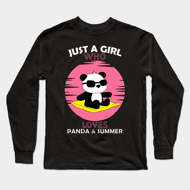 Just a Girl Who Loves panda and summer Long Sleeve T-Shirt by Boba Art Store